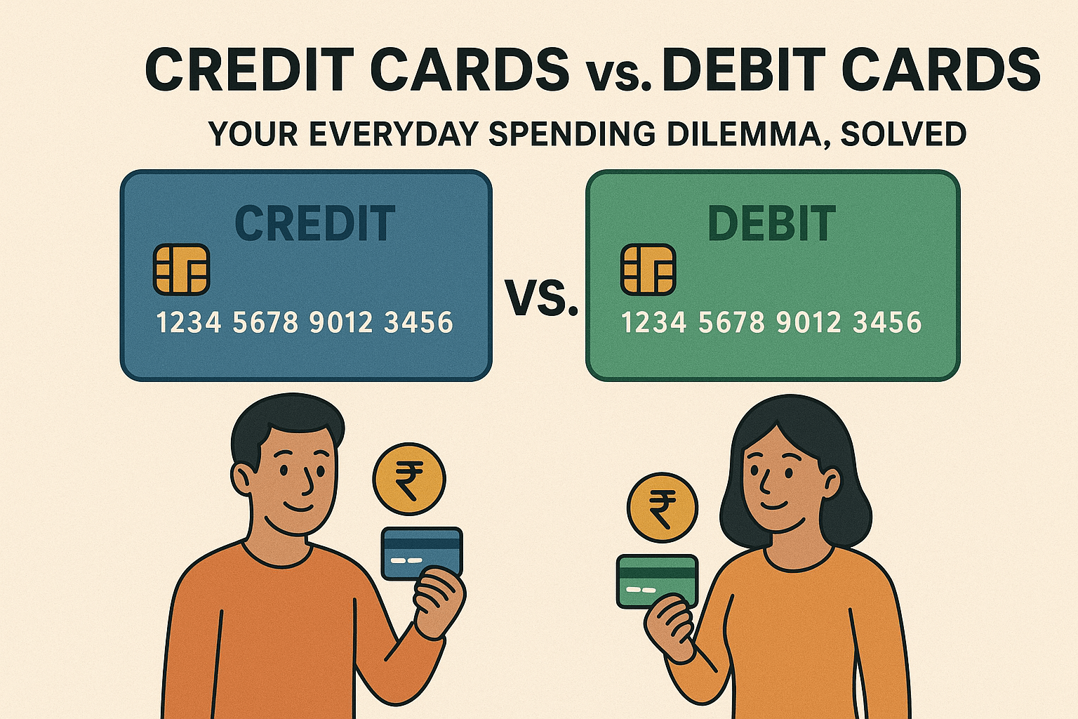 Credit card and debit card comparison for everyday spending