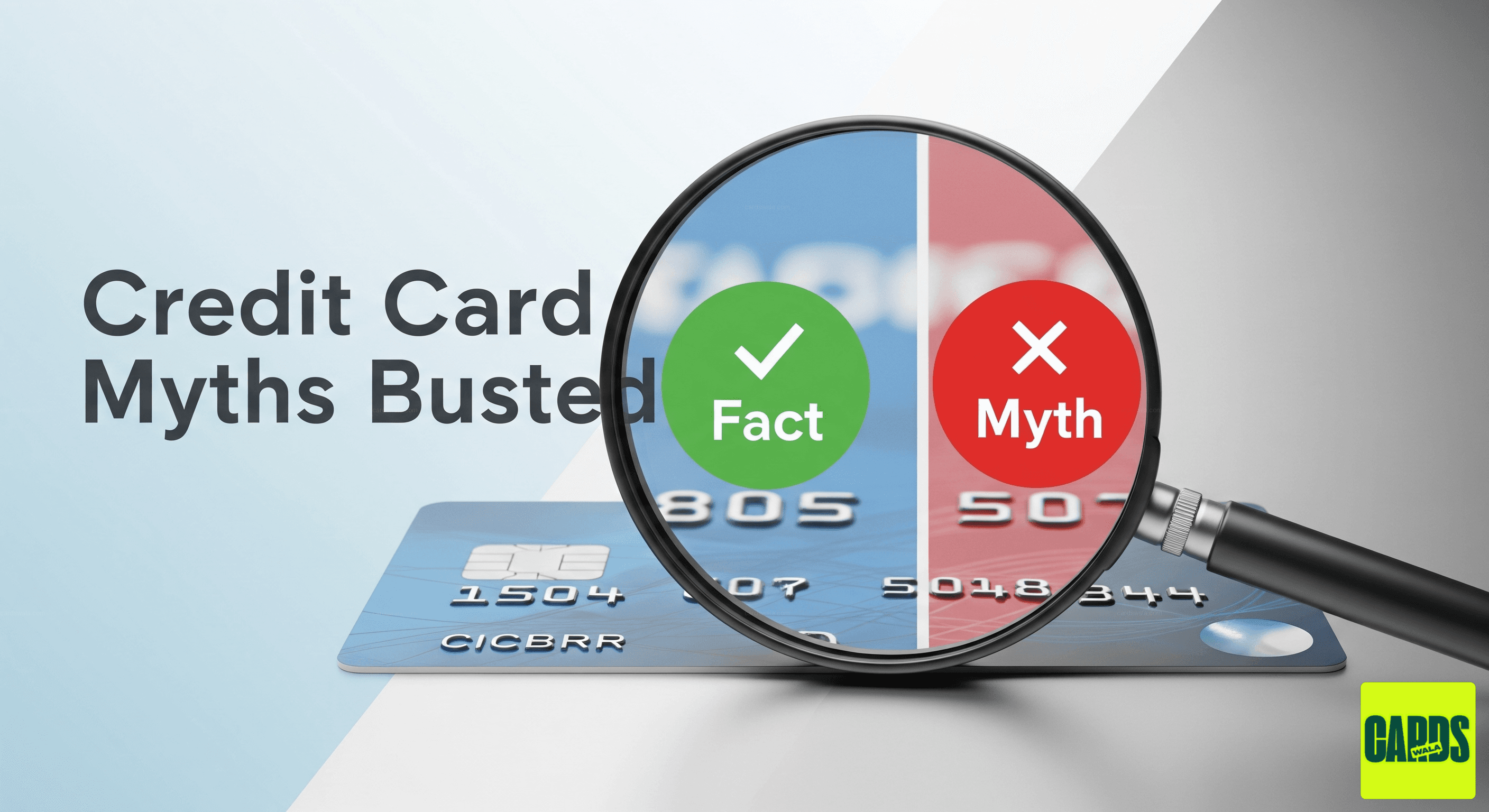 Credit card myths and facts illustration