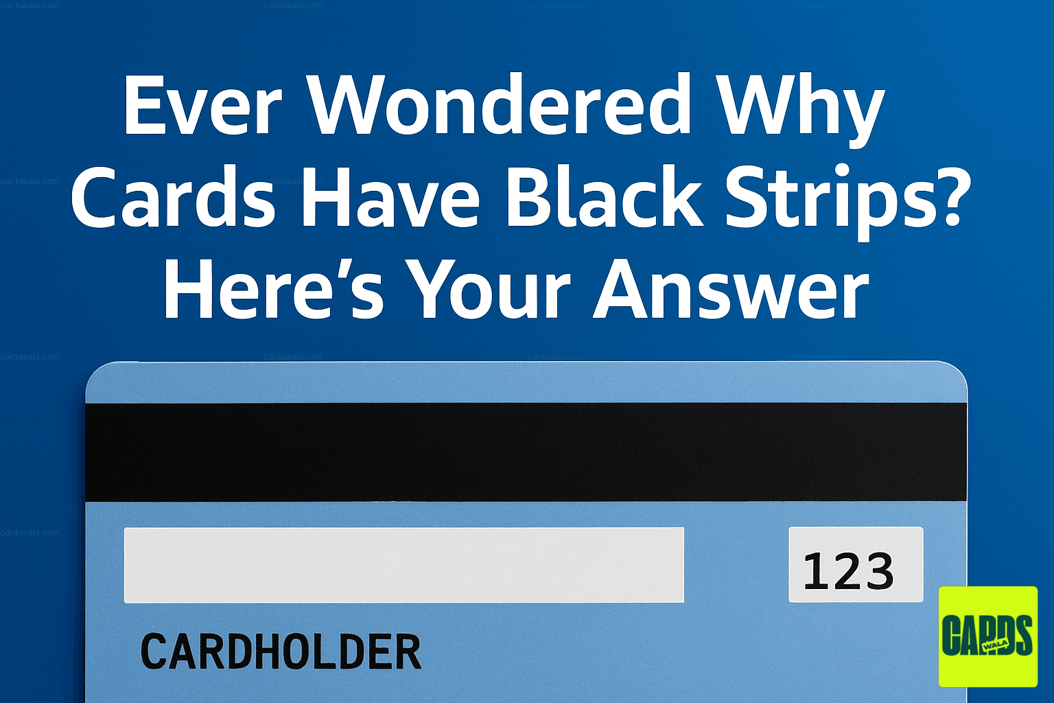 A close-up of the black magnetic stripe on the back of a credit card, explaining its function in payment processing.