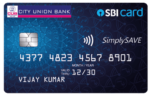 City Union Bank SimplySAVE SBI Card City Union Bank SimplySAVE SBI Card credit card design